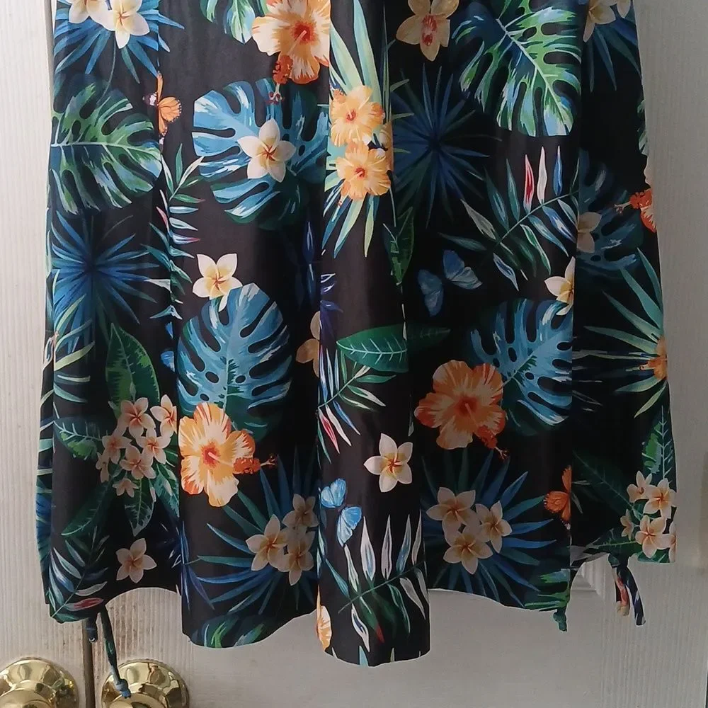 Aqua Eve multicolor floral  tropical print tankini top Sz 18W NWT